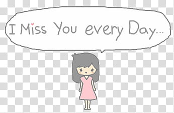 s, female character with i miss you everyday message bubble artwork transparent background PNG clipart
