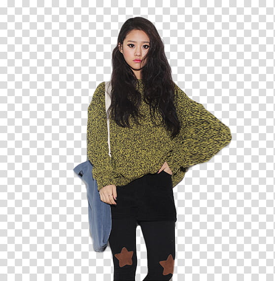Ulzzang Girl Baek Sumin Yuko, woman wearing green sweater transparent background PNG clipart