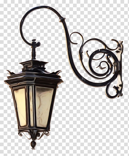 Street light, Watercolor, Paint, Wet Ink, Light Fixture, Lighting, Sconce, Iron transparent background PNG clipart