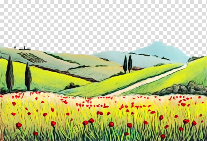 nature natural landscape grassland meadow natural environment, Watercolor, Paint, Wet Ink, Flower, Plant, Watercolor Paint, Ecoregion transparent background PNG clipart