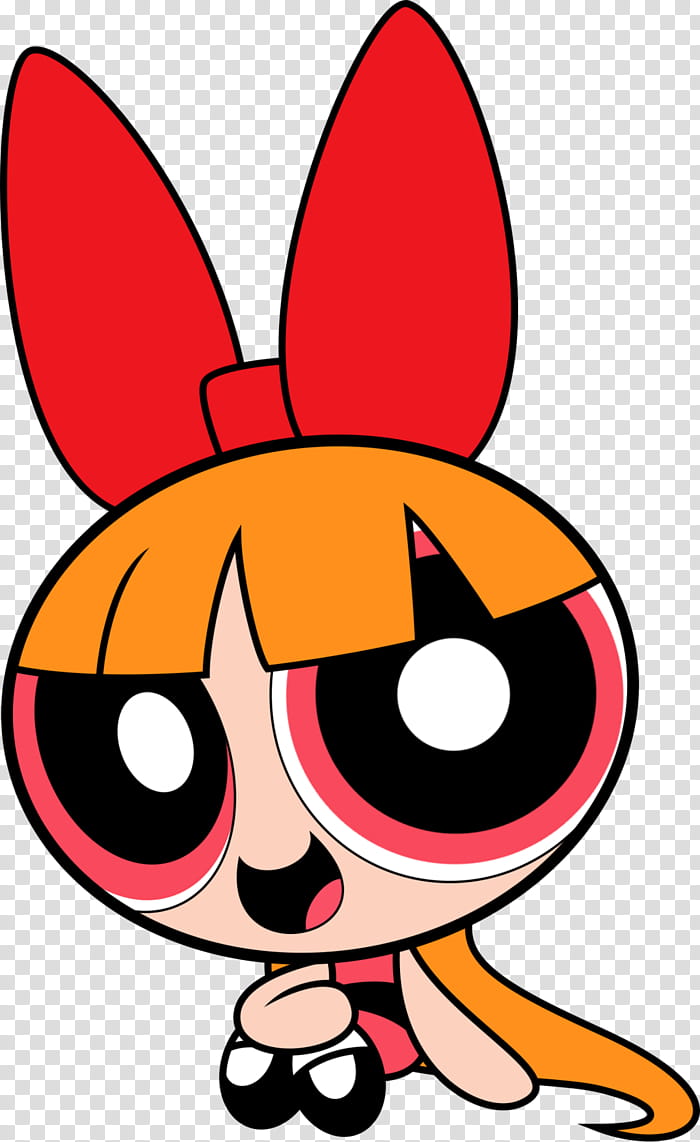 Blossom, Power Puff girl wearing red bow headband illustration transparent background PNG clipart