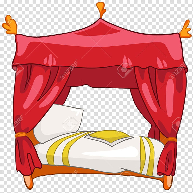 Bed, Cartoon, Bedside Tables, Furniture, Bedroom, Bed Sheets, Red, Tent transparent background PNG clipart