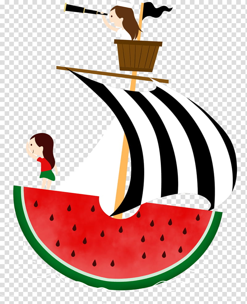 Watermelon, Sail, Drawing, Cartoon, Watercraft, Animation, Sailing Ship, Food transparent background PNG clipart