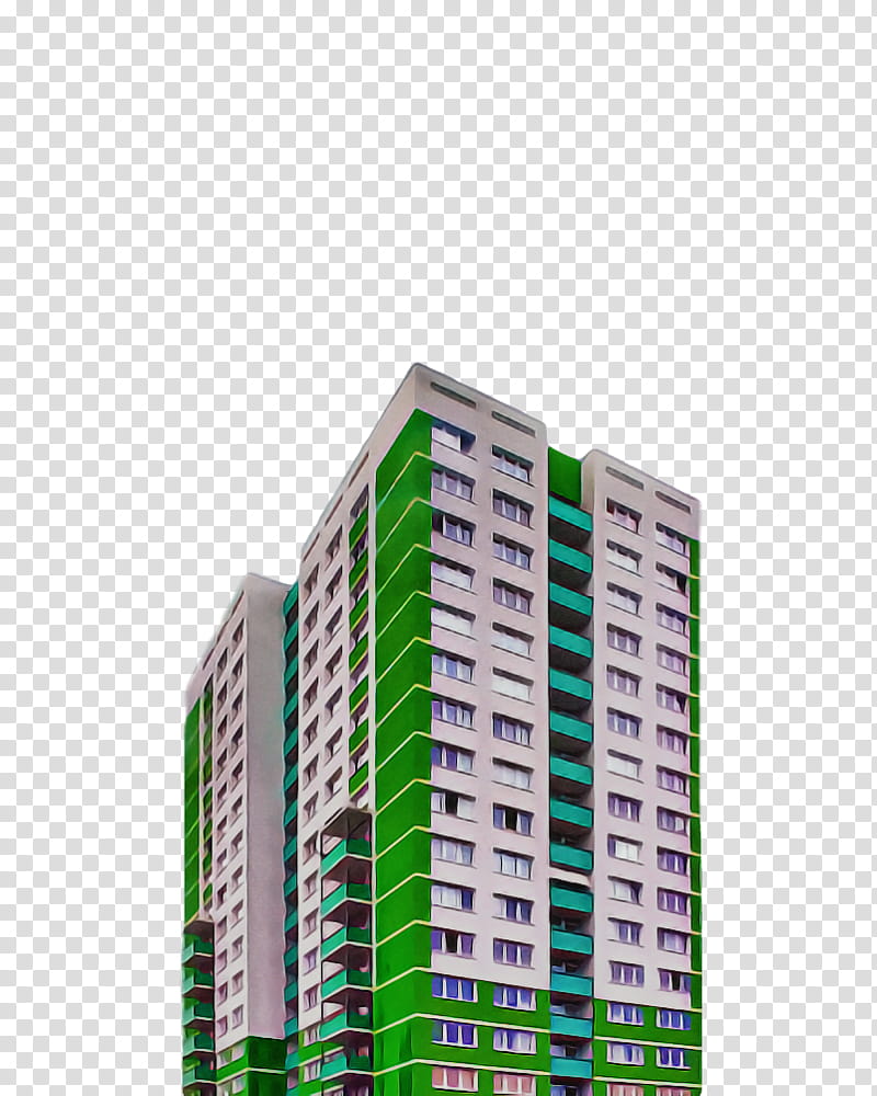 green condominium tower block commercial building architecture, Skyscraper, Mixeduse, Facade, Real Estate transparent background PNG clipart