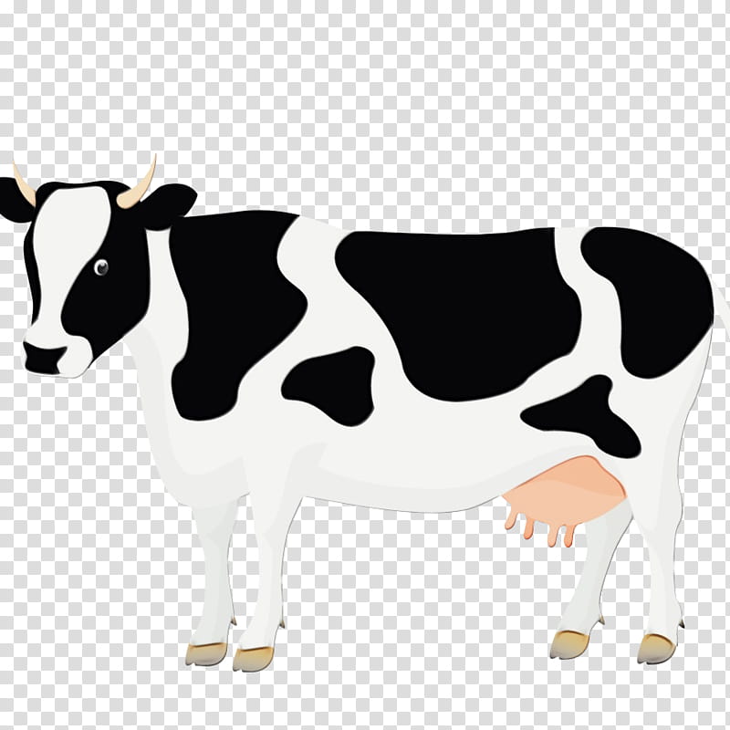 dairy cow bovine cartoon cow-goat family, Watercolor, Paint, Wet Ink, Cowgoat Family, Live, Milk, Sticker transparent background PNG clipart