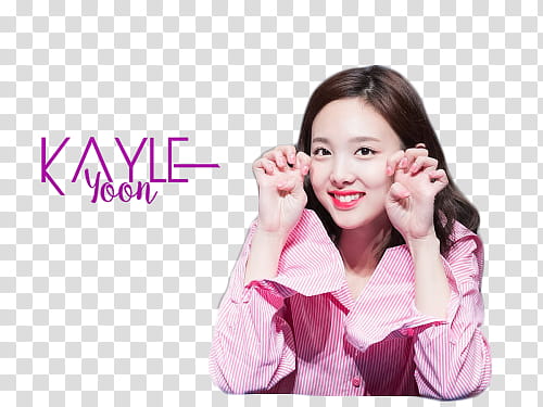 Kayle Yoon in pink and white pinstriped top transparent background PNG clipart