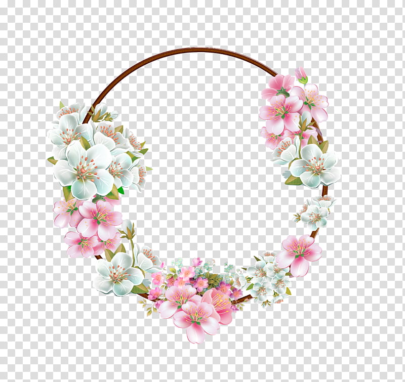 Flower Frame, white-and-pink flowers art transparent background PNG clipart