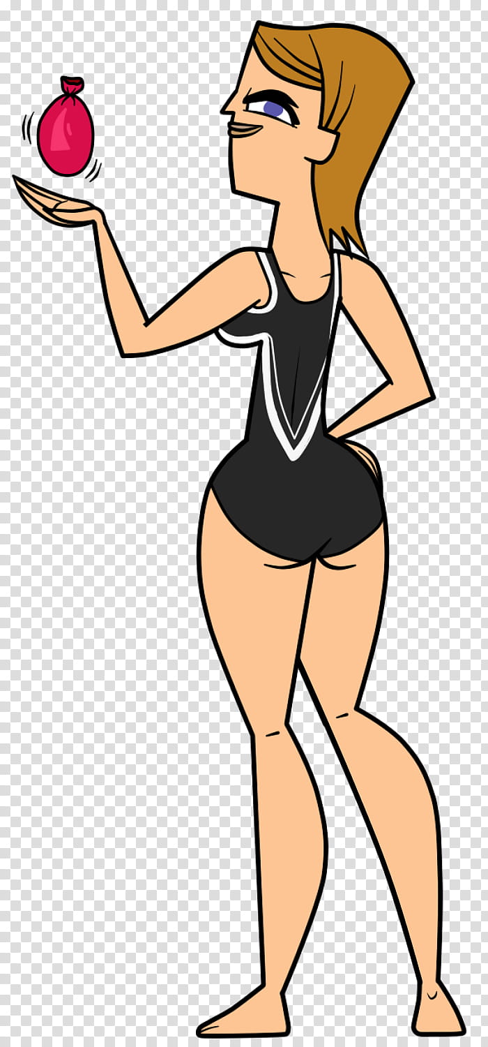 Summer Time Commission Jo, woman in black monokini holding water balloon transparent background PNG clipart