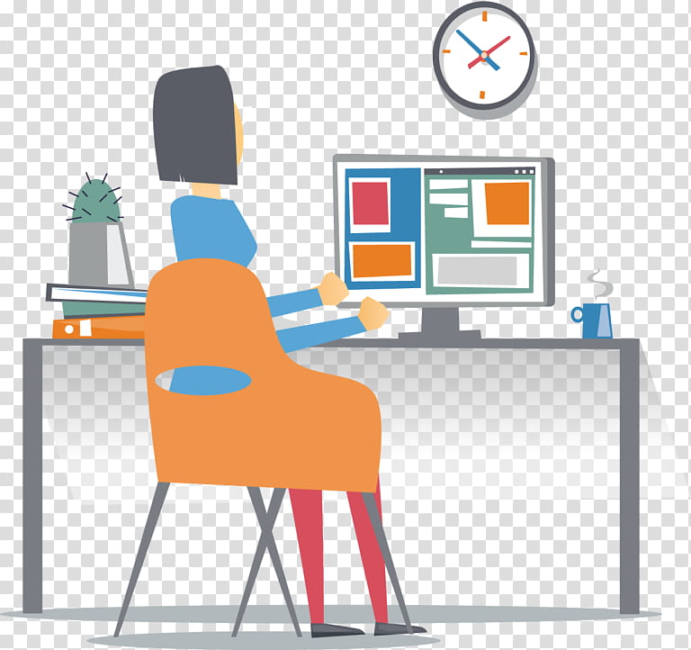 Laptop, Computer, Computer Monitors, Woman, Flat Design, Touchpad, Personal Computer, Furniture transparent background PNG clipart