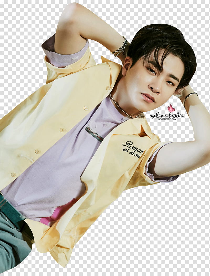 GOT Youngjae Present YOU, man in yellow button-up shirt transparent background PNG clipart