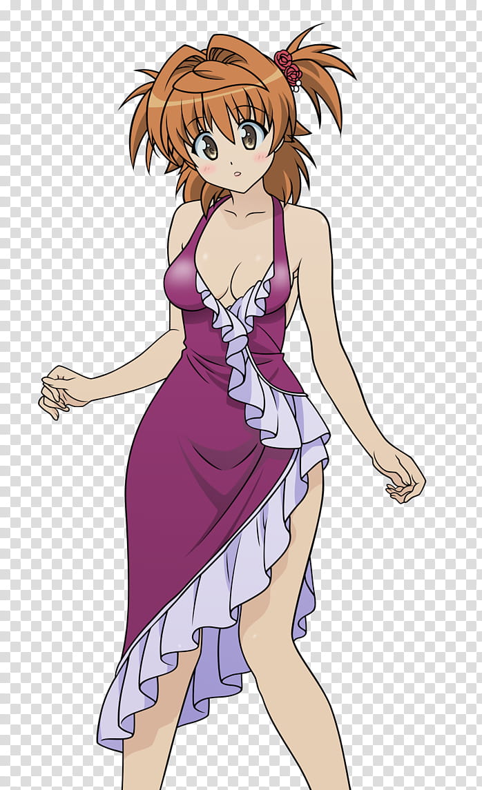 genderbend Rito, animated girl wearing purple and white dress transparent background PNG clipart