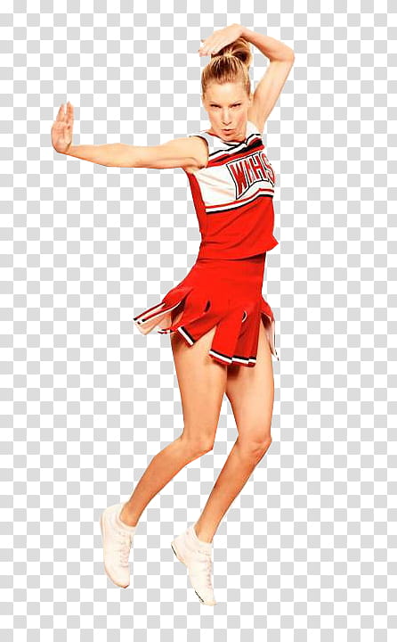 Glee Dodgeballs, woman wearing red and white cheerleader uniform transparent background PNG clipart