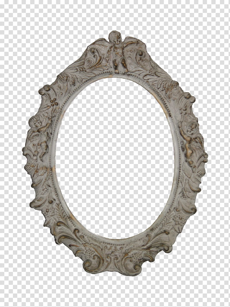 Rococo framing, oval brown frame transparent background PNG clipart