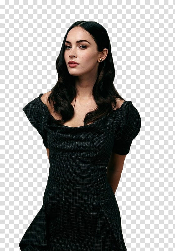 Elosin Michalka , woman in black short-sleeved dress transparent background PNG clipart