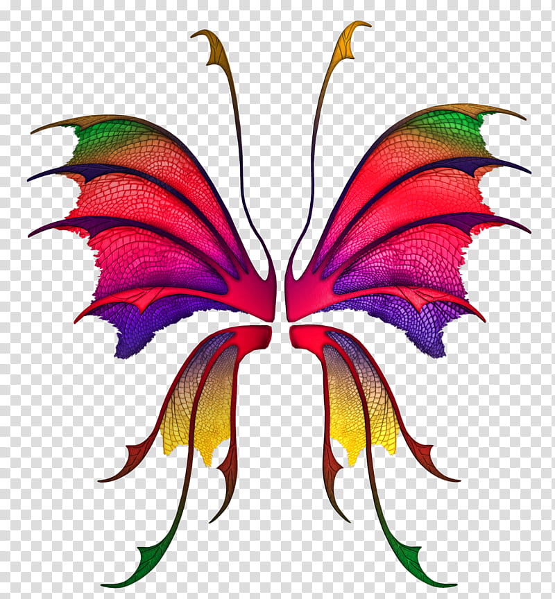 Magical Wings , pink, purple, and yellow butterfly wings illustration transparent background PNG clipart
