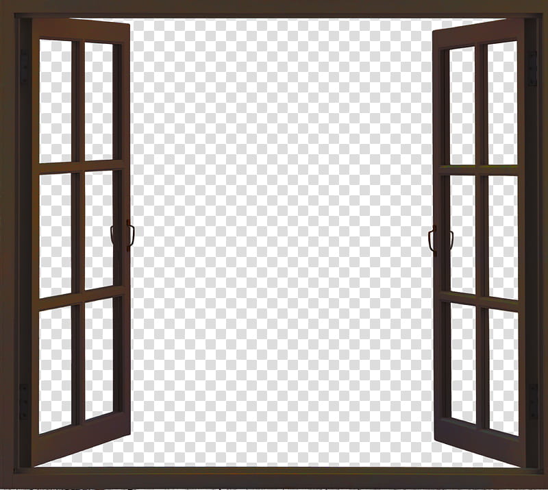 Window, open brown-ramed windows transparent background PNG clipart