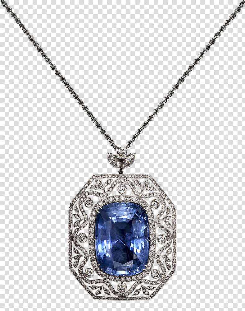 Embellishment in, gold-colored blue gemstone encrusted pendant necklace transparent background PNG clipart