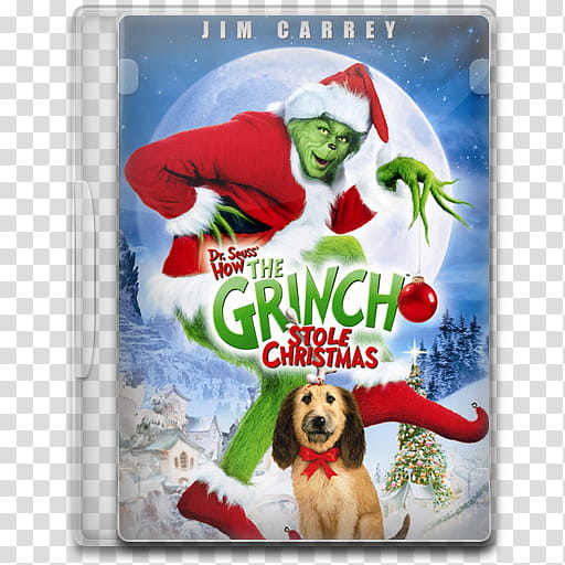 Movie Icon , How the Grinch Stole Christmas, Dr. Seuss how the Grinch Stole Christmas DVD case transparent background PNG clipart