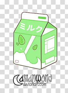 Milk, white and green Asian World beverage carton illustration transparent background PNG clipart