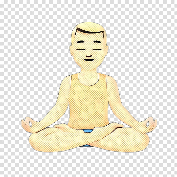 sitting meditation head yoga yellow, Pop Art, Retro, Vintage, Physical Fitness, Figurine, Sculpture, Joint transparent background PNG clipart