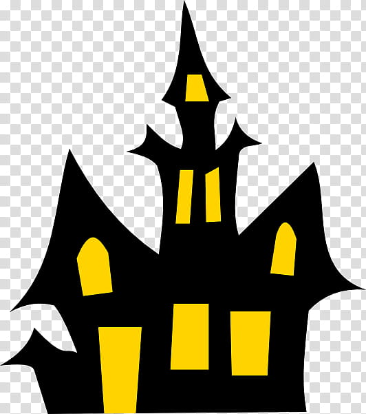 Halloween, black and yellow castle animated illustration transparent background PNG clipart