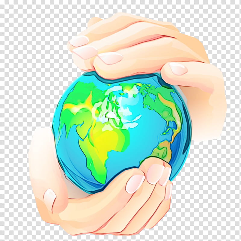 earth hand globe planet world, Earth Day, Save The World, Save The Earth, Watercolor, Paint, Wet Ink, Finger, Gesture, Animation transparent background PNG clipart