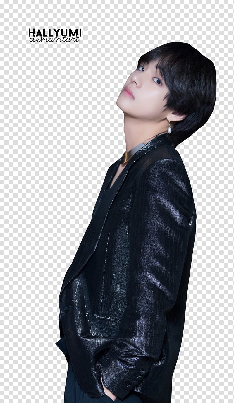 Taehyung BBMAs , man standing side ward while looking in front transparent background PNG clipart