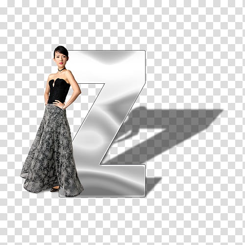 Celebrity Alphabet Psd , standing woman beside letter Z stand illustration transparent background PNG clipart