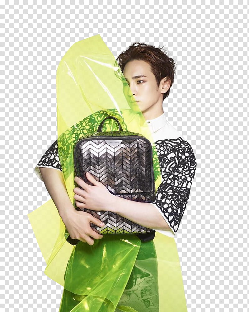 SHINee KEY P, man holding luggage illustration transparent background PNG clipart