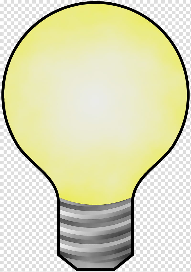 Light bulb, Watercolor, Paint, Wet Ink, Yellow transparent background PNG clipart