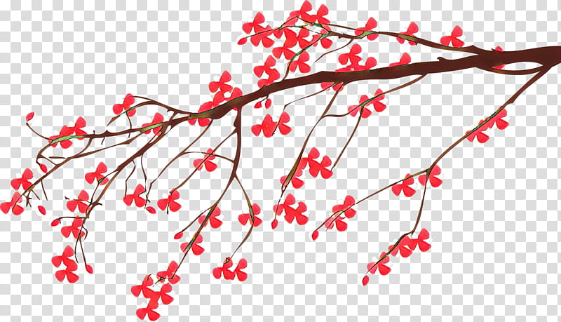 branch red twig tree plant, Cartoon, Leaf, Flower, Woody Plant, Chinese Hawthorn transparent background PNG clipart