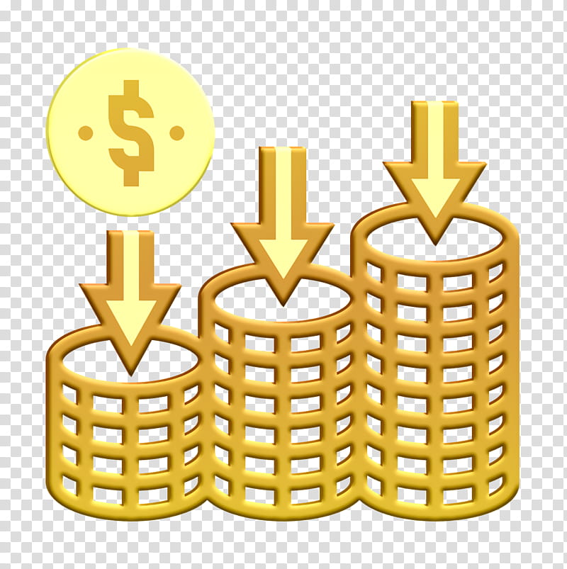 Saving and Investment icon Loss icon Chart icon, Yellow, Metal transparent background PNG clipart