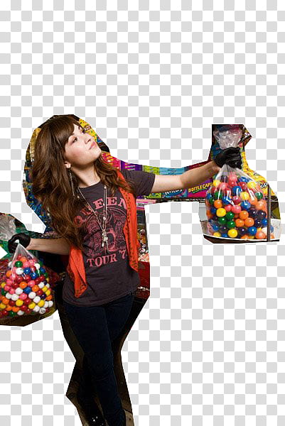 Demi Lovato, woman carrying bag of balls transparent background PNG clipart
