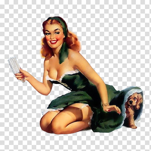 Ning Vintage Pin up girls Pics, woman wearing green sleeveless dress transparent background PNG clipart