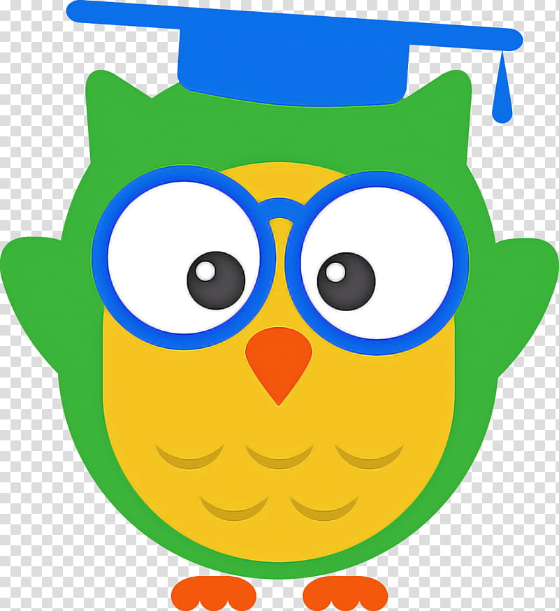 green owl yellow blue, Cartoon, Bird Of Prey transparent background PNG clipart