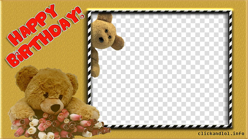 Happy Birthday Frame, brown Happy Birthday bear border transparent background PNG clipart
