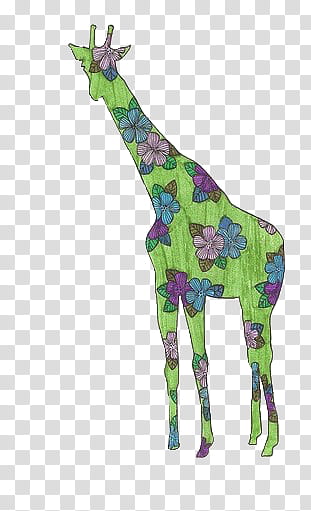 Vintage Animals Sorpresita  , green and multicolored floral giraffe art transparent background PNG clipart