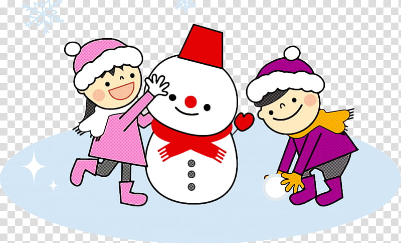 cartoon pink happy christmas eve pleased, Cartoon, Playing In The Snow transparent background PNG clipart