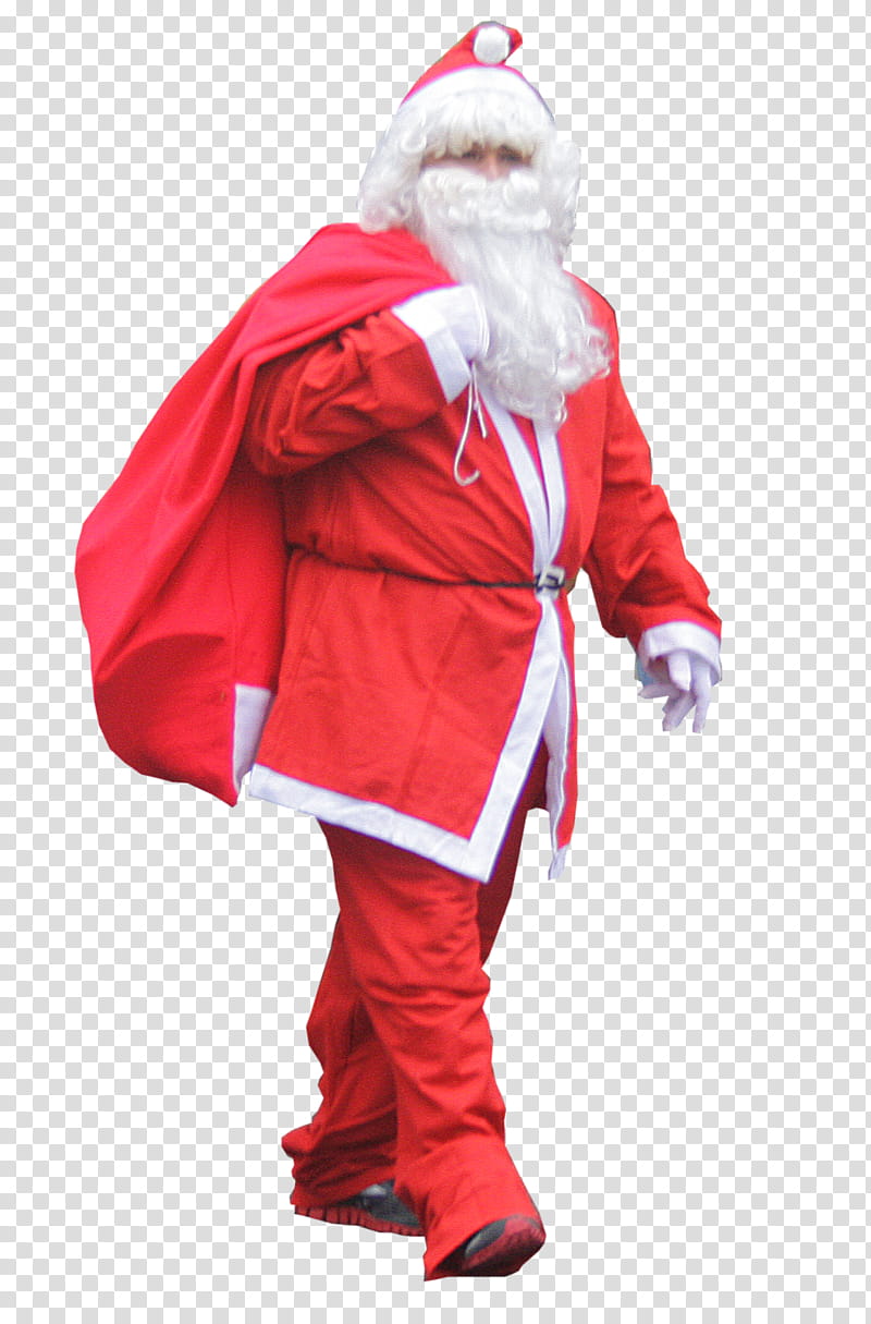 Santa Walking, women's red and white zip up hoodie transparent background PNG clipart