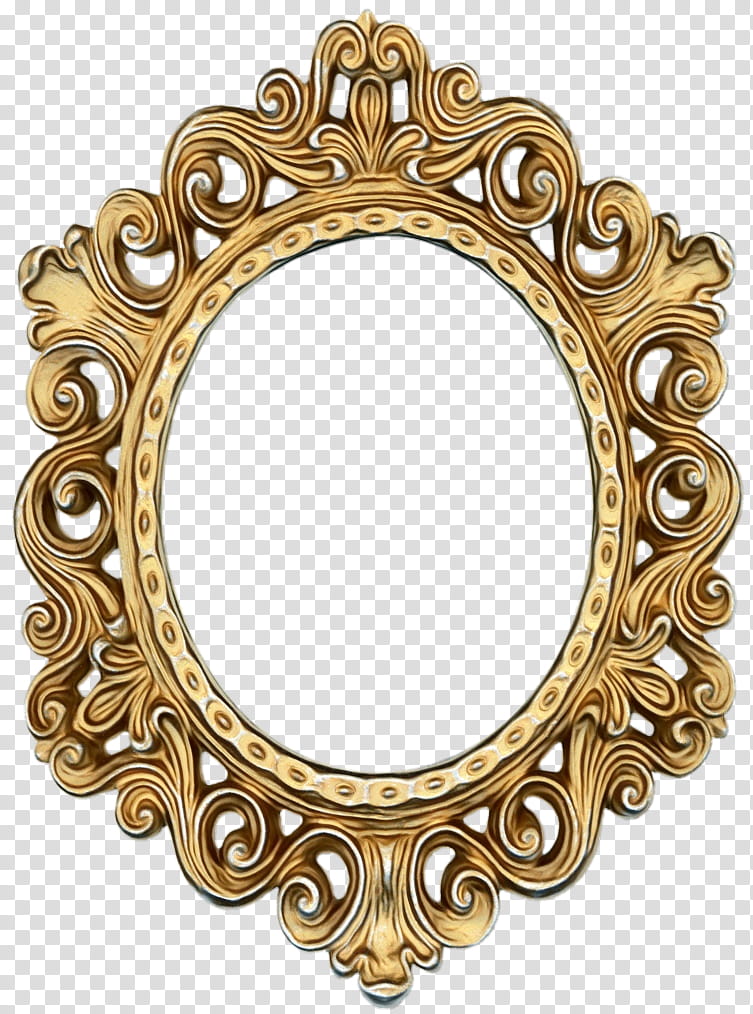 frame, Watercolor, Paint, Wet Ink, Mirror, Brass, Metal, Oval transparent background PNG clipart