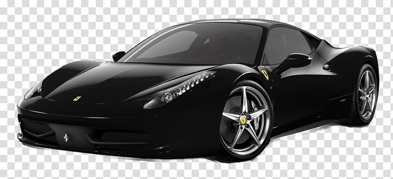 Ferraris with background PSD, black sport coupe transparent background PNG clipart