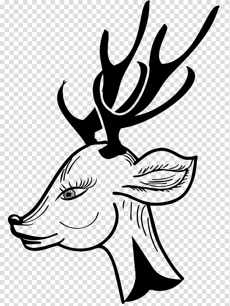 Christmas brushes , deer sketch on side view transparent background PNG clipart