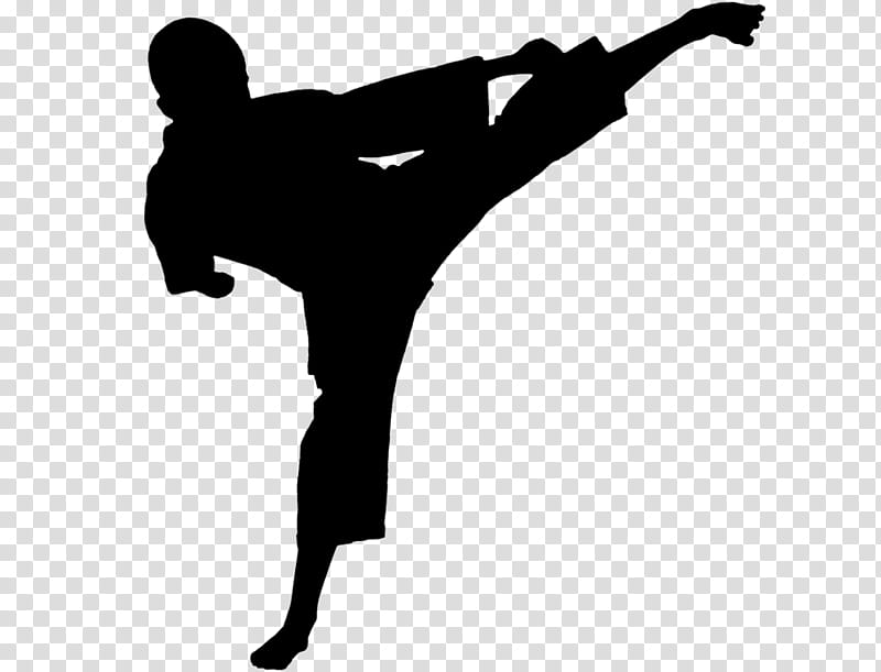 Taekwondo, Black White M, Angle, Line, Silhouette, Kick, Karate, Martial Arts transparent background PNG clipart