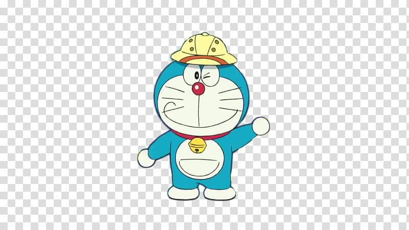 Doraemon, Doraemon the cat wearing brown hat transparent background PNG clipart