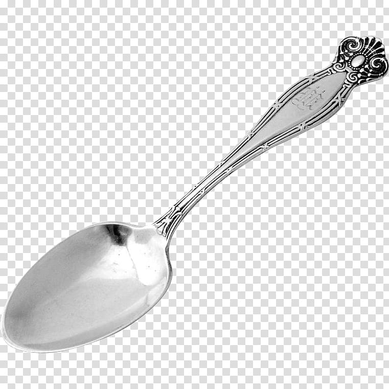 Silver, Spoon, Cutlery, Tableware, Hardware, Kitchen Utensil, Black And White transparent background PNG clipart