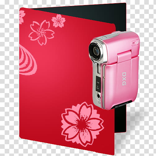 Sakura OS Icons, my videos, pink DXG video camera transparent background PNG clipart