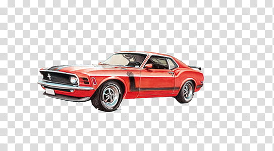 Retro Cars, red Ford Mustang Boss transparent background PNG clipart