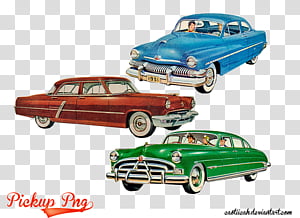 Vintage Pickup , three classic assorted-color car transparent background PNG clipart thumbnail