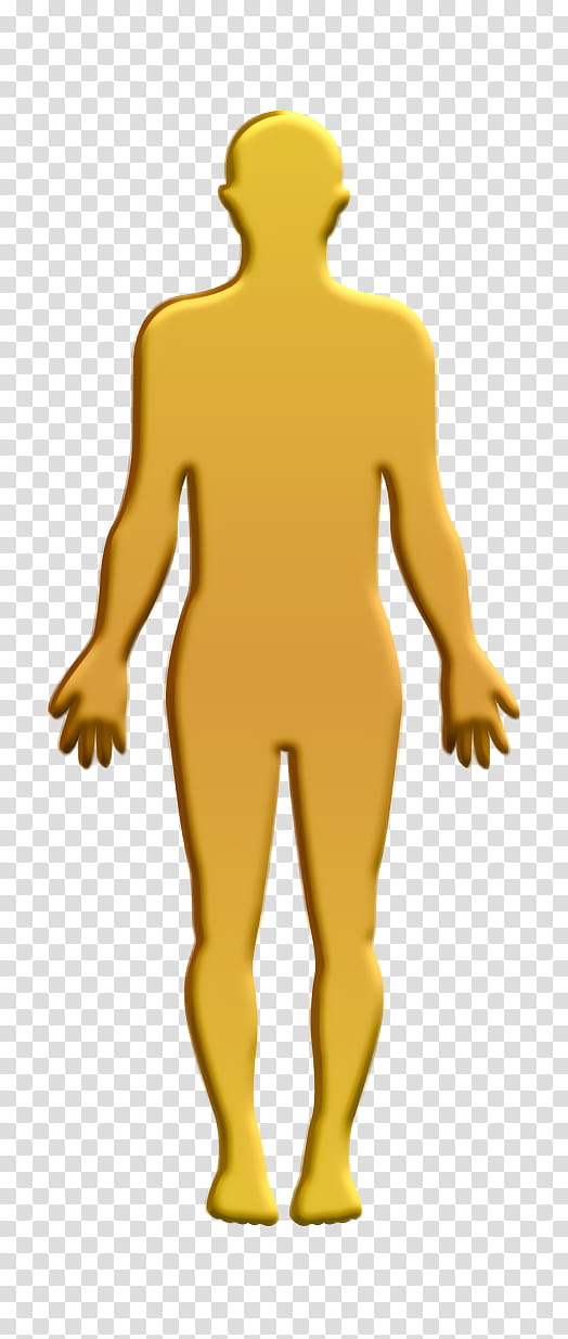 Standing human body silhouette icon Body Parts icon Human icon, People Icon, Yellow, Male, Joint, Muscle, Gesture transparent background PNG clipart