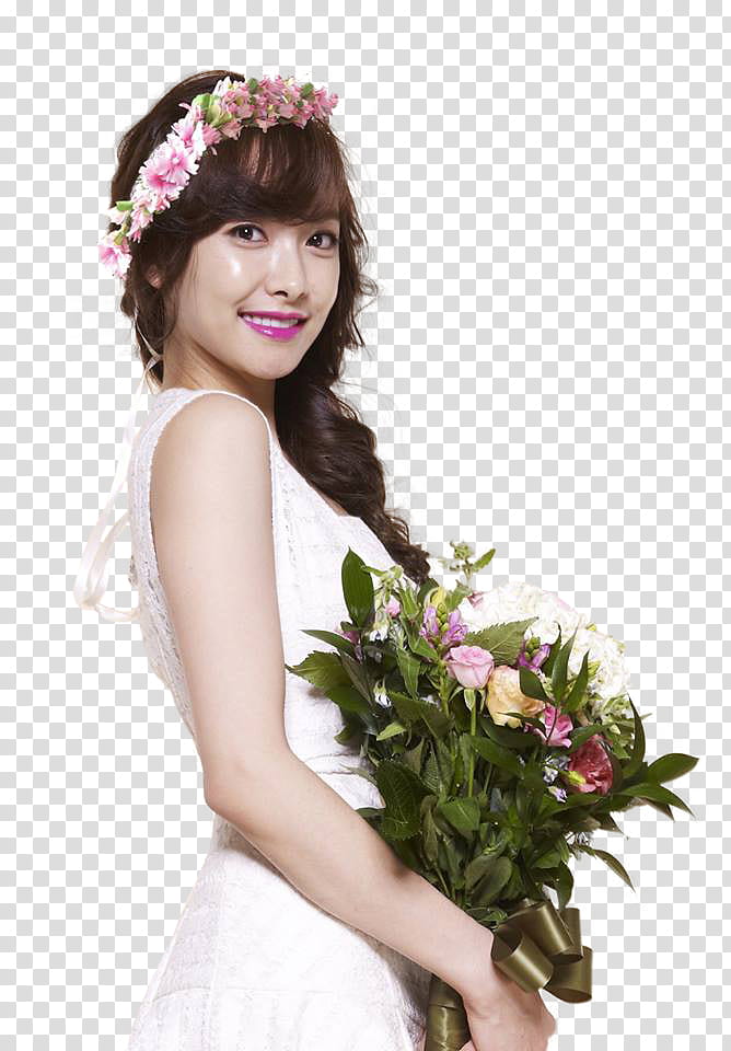 Victoria f x render, woman in white sleeveless dress holding flower bouquet transparent background PNG clipart